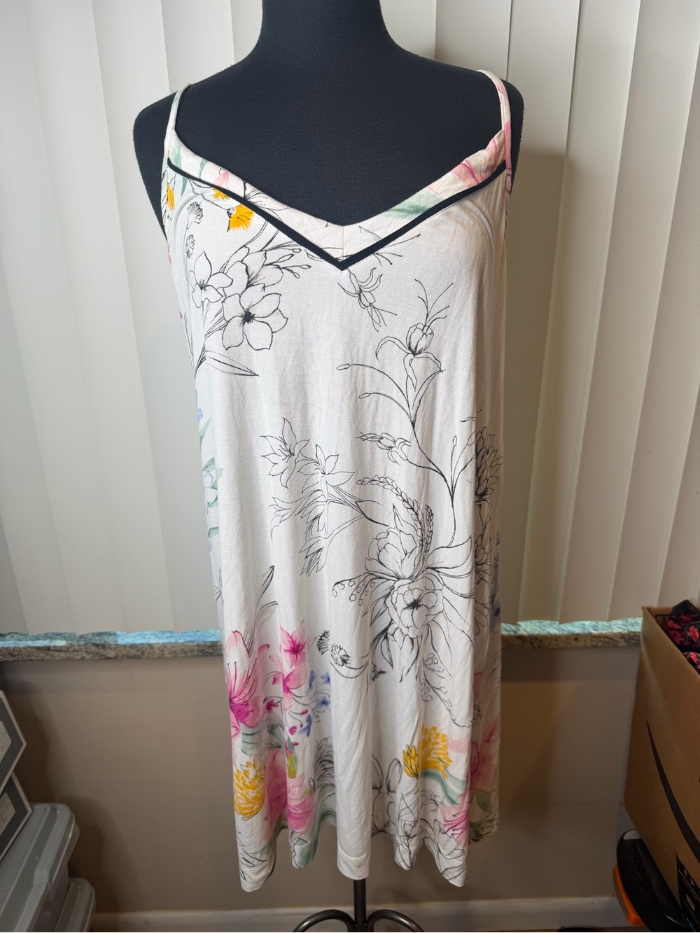 Soma White Floral Sleepwear Loungewear Dress Size Large